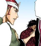 Renji stops Sado from going after Orihime.