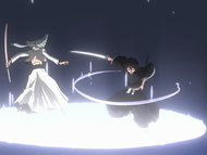 Rukia takes out Di Roy with Some no mai, Tsukishiro.