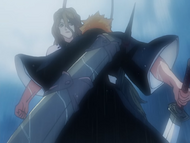 Ichigo is impaled by Grand Fisher.