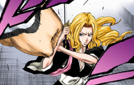 Rangiku blocks Nakeem's punch with her forearm.