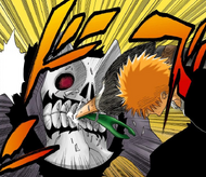 Ichigo shoves Shrieker's leeches back into his mouth.