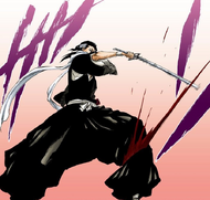 Byakuya slashes his own tendons to prevent Zommari from controlling his leg.