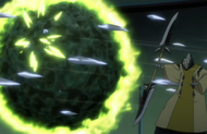 Inaba using his Shikai's power to block an attack.