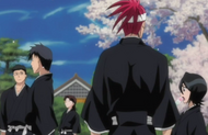 Renji and Rukia relax with the other 6th Division members