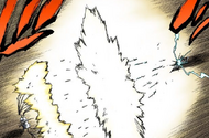 Uryū counters Aisslinger's bullets with Heilig Pfeil.
