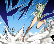 Nelliel kicks Nnoitra several meters away.