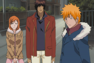 Kon asks Sado and Orihime to keep Nozomi company.