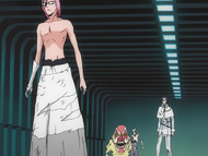 Dondochakka watches as Szayelaporro leaves to change his clothes.