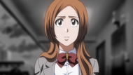 Orihime realizes she has just referred to Tsukishima as her friend.