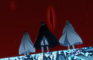 Yhwach, Uryū, and Haschwalth stand atop Silbern as the second invasion commences.