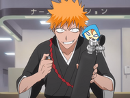 Ichigo prepares to use a canister of compressed oxygen to stop the water.