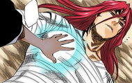 Renji is healed by Hanatarō Yamada.