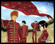 Renji, Ichigo, Rukia, and Uryū on the cover of Chapter 265.