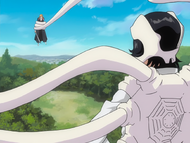 Luppi holds Rangiku Matsumoto with one of his tentacles.