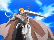 Ichigo salva a Rukia.