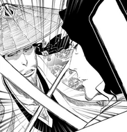 Shunsui crosses swords with Starrk.