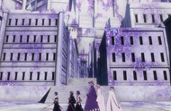 Byakuya and the other Shinigami reach the castle.