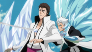 Aizen es atravesado por Hitsugaya