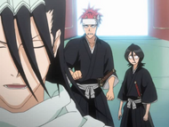 Byakuya reveals that he and Kenpachi were waiting to make their entrance.