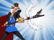 Don Kanonji brings out his Super Spirit Javelin.