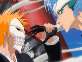 1hz0mqicdz Kwm Ichigo fights grimm and loses again. https bleach fandom com id wiki grimmjow jaegerjaquez