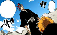 Renji explains why he was able to dodge Ichigo's attack.