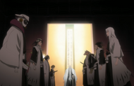 The Gotei 13 meet to discuss new information concerning Hitsugaya.