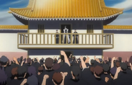 Byakuya gives orders to his division.