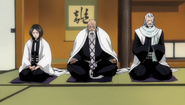 Yamamoto, Ginrei i Unohana podczas testu Urahary na kapitana.
