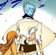 Orihime heals the scar over Grimmjow's tattoo.