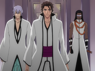 Aizen, Gin Ichimaru, and Kaname Tōsen after their defection from the Soul Society.