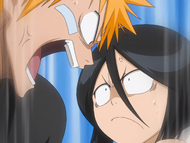 Ichigo argues with Rukia over his rescue attempt.