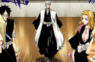 Gin arrives at the site of Aizen's murder.