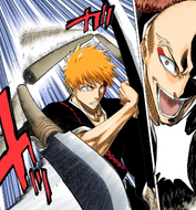 Ikkaku splits his Shikai, surprising Ichigo.