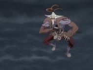 The Cloning Arrancar is forced out of his pocket dimension by Hitsugaya's attack.