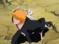 Sado, Ichigo, and Uryū leap into the Garganta.