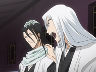 Ukitake confronts Byakuya over his callous attitude.