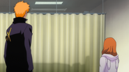 Ichigo and Orihime visits Uryū in the hospital.