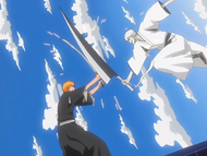 Zangetsu attacks Ichigo.