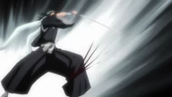 Byakuya slashes the tendons in his leg.