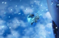 Ichigo defends himself from Uryū's Heilig Pfeil while questioning his stated motives.
