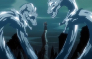 Four more ice dragons appear around Ichigo.