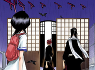 Renji opens a Senkaimon for him, Rukia, and Byakuya to return to Soul Society through.