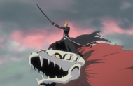 Ichigo rides Hihiō Zabimaru.