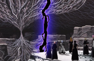 Black lightning flashes in the Valley of Screams.