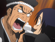 Sentarō Kotsubaki berates Hanatarō for thinking he wants to put Rukia back in her cell.