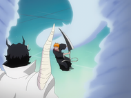Dordoni uses the wind to surround Ichigo.
