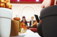 Ichigo and Renji are presented with a feast by Kirio Hikifune.