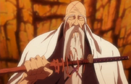 The wood peels off of Yamamoto's cane.