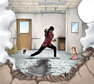 Orihime watches as Sado trains.